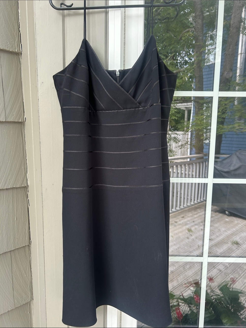 Strapless Black Band-Detail Cocktail Dress